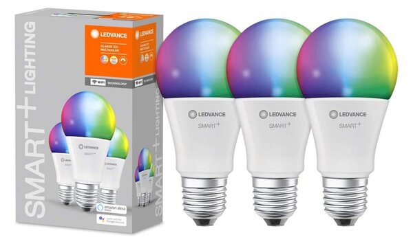 SADA 3x LED RGBW Stmievateľná žiarovka SMART+ E27/9W/230V 2700K-6500K - Ledvance