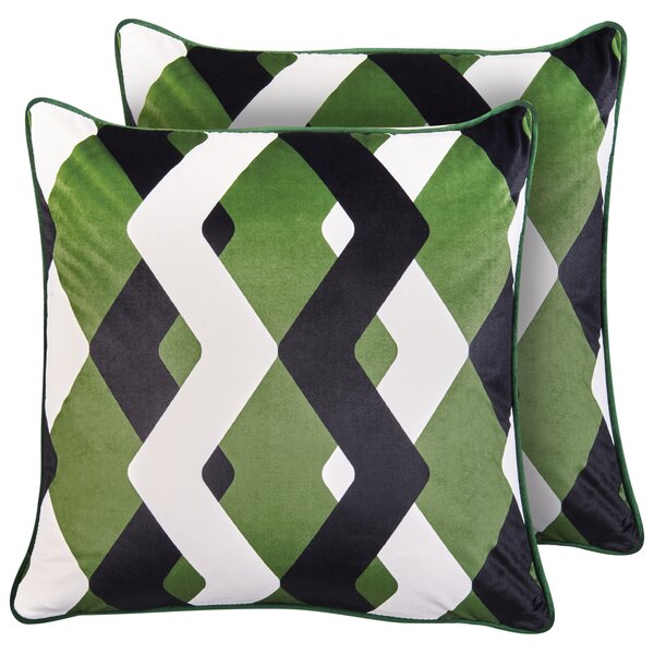 Sada 2 vonkajších dekoratívnych vankúšov viacfarebná polyester 45 x 45 cm geometrický vzor záhradné doplnky