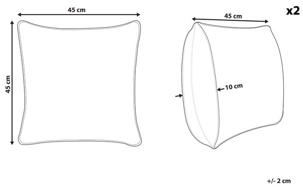 Sada 2 dekoratívnych vankúšov modrá biela polyester 45 x 45 cm rastlinný vzor motív listov ginko biloby brmbolce moderný štýl doplnky