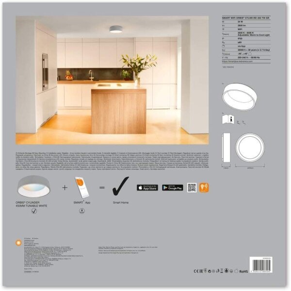 Ledvance - LED Stmievateľné stropné svietidlo SMART+ CYLINDER LED/24W/230V Wi-Fi