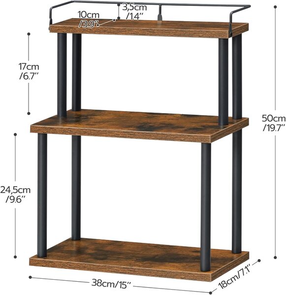 Stolový kuchynský regál Vasagle Felaro 38 cm čierny/hnedý