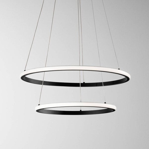 Luce Ambiente Design LED závesné svietidlo Axis, Ø 60/40 cm, čierna, kov, RGB, Čierna, Obývacia izba / jedáleň, kov, Moderný, Závesné svietidlo