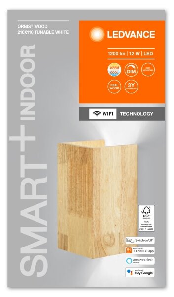 Ledvance - LED Stmievateľné nástenné svietidlo SMART+ WOOD LED/12W/230V Wi-Fi