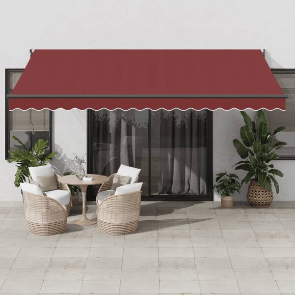 Maison Exclusive – Manuálna markíza, 4,5 x 3 m, bordová farba, 100% polyester