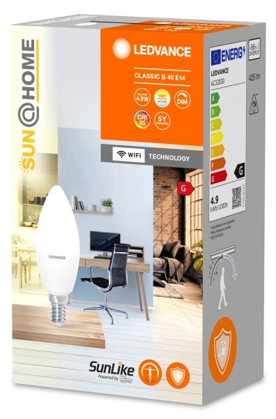 LED Stmievateľná antibakteriálna žiarovka B40 E14/4,9W/230V Wi-Fi - Ledvance