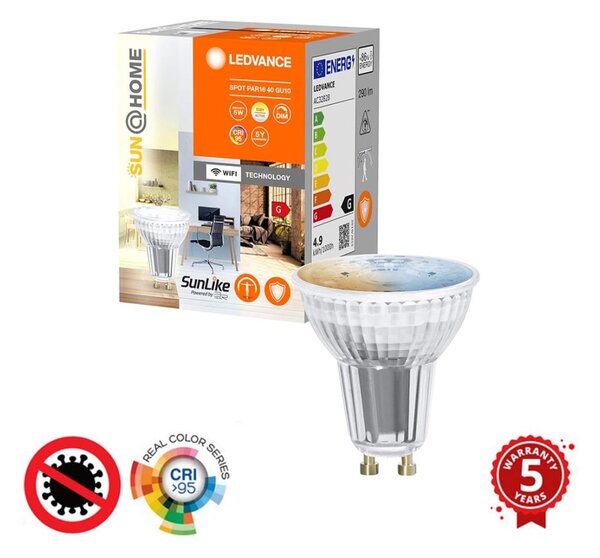 LED Stmievateľná antibakteriálna žiarovka PAR16 GU10/4,9W/230V Wi-Fi - Ledvance