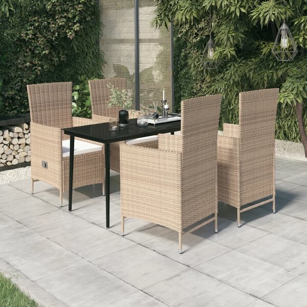 Maison Exclusive – 5-dielna záhradná jedálenská súprava s vankúšmi v béžovej farbe