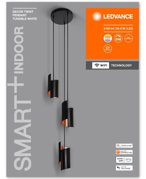 Ledvance - LED Stmievateľný luster na lanku SMART+ DECOR 3xLED/8W/230V čierna Wi-Fi
