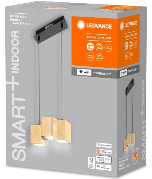 Ledvance - LED Stmievateľný luster na lanku DECOR WOOD 3xLED/7W/230V Wi-Fi