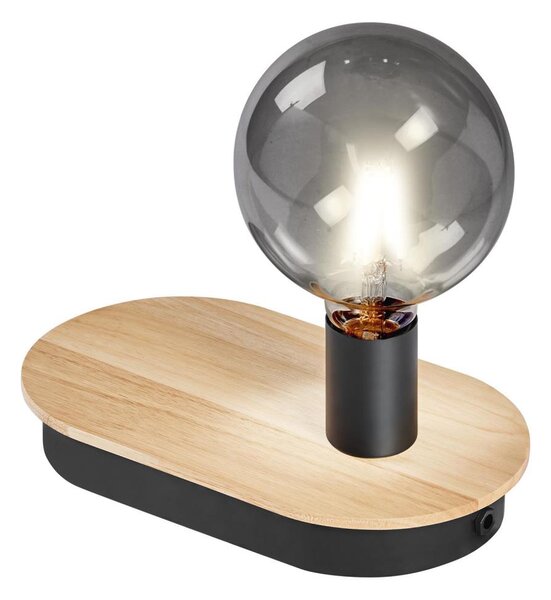 Ledvance - Dotyková stolná lampa s USB konektorom DECOR WOOD 1xE27/8W/230V