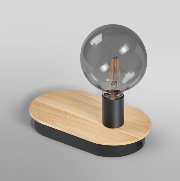 Ledvance - Dotyková stolná lampa s USB konektorom DECOR WOOD 1xE27/8W/230V