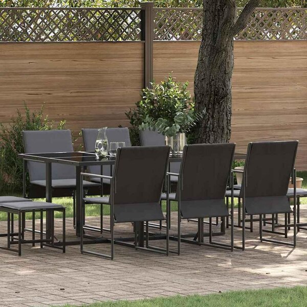 Maison Exclusive - Záhradný jedálenský set 11 pcs ierna Oce