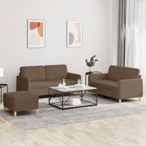 Maison Exclusive – 3-dielna sedacia súprava s vankúmi, hnedá látka