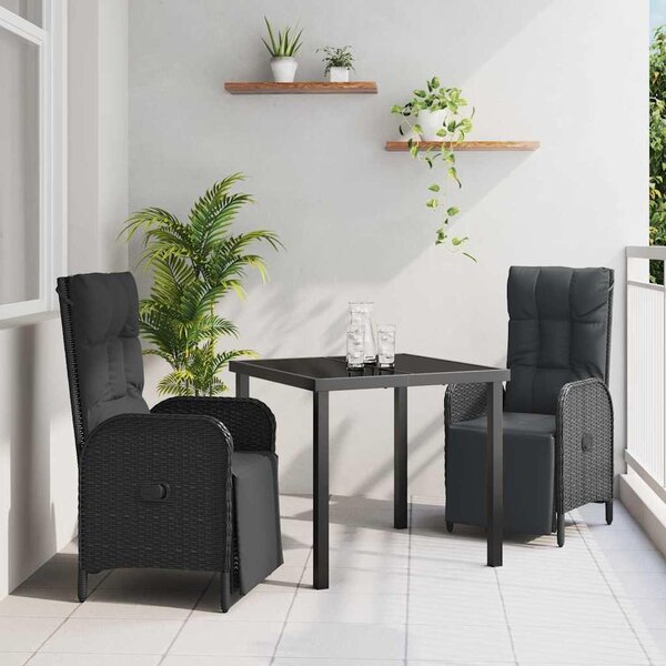 Maison Exclusive - Záhradná jedálenská súprava s vankúmi 3 ks ierna Poly-rattan