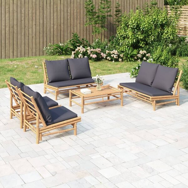 Maison Exclusive – 5-dielna záhradná súprava s tmavosivými vankúšmi z bambusu