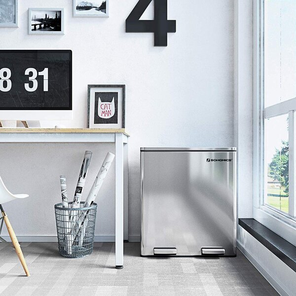 SONGMICS Odpadkový kôš s vekom JORDAN 2x30 l strieborný