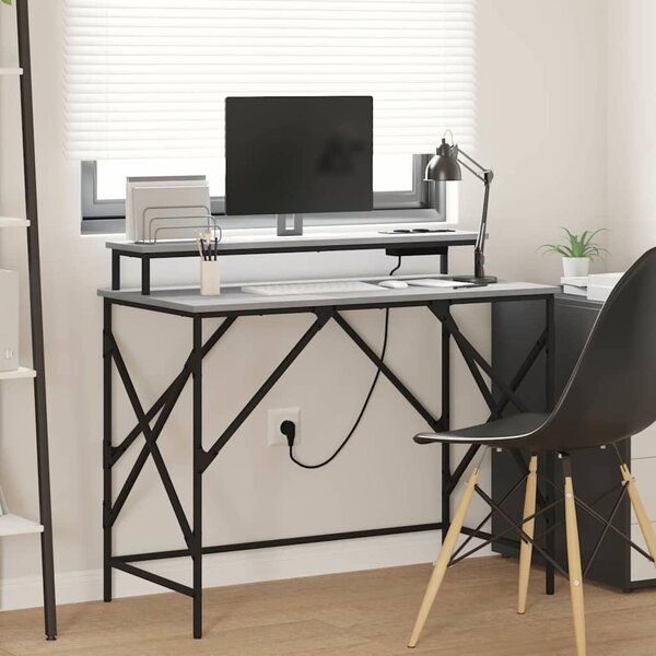 Maison Exclusive – Písací stôl, sivý Imitácia dreva Sonoma, 100 x 50 x 86,5 cm