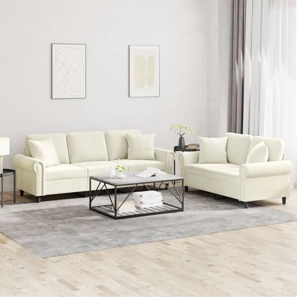 Maison Exclusive – 2-dielna sedacia súprava s vankúšmi, krémový zamat