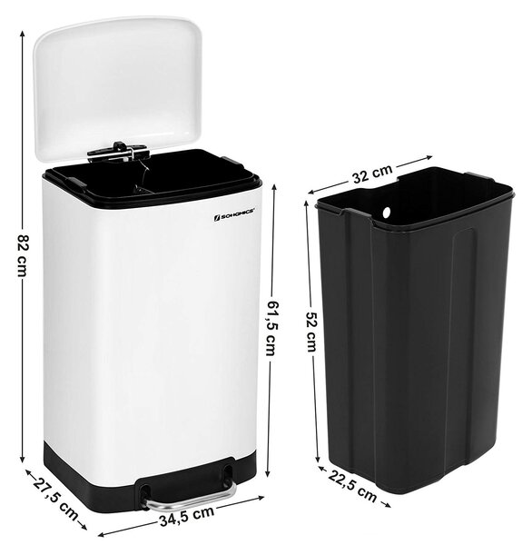 SONGMICS Odpadkový kôš s vekom IRIS 30 l biely