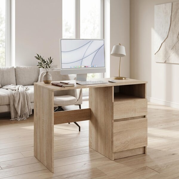 Kompaktný písací stôl 100 x 50 cm | Moderný poítaový a kancelársky stôl | Stôl na poíta pre domácu kanceláriu a detskú izbu | Dub Sonoma (prírodný a teplý)