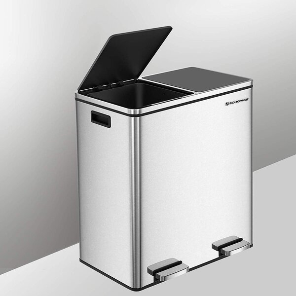 SONGMICS Odpadkový kôš s vekom JORDAN 2x30 l strieborný
