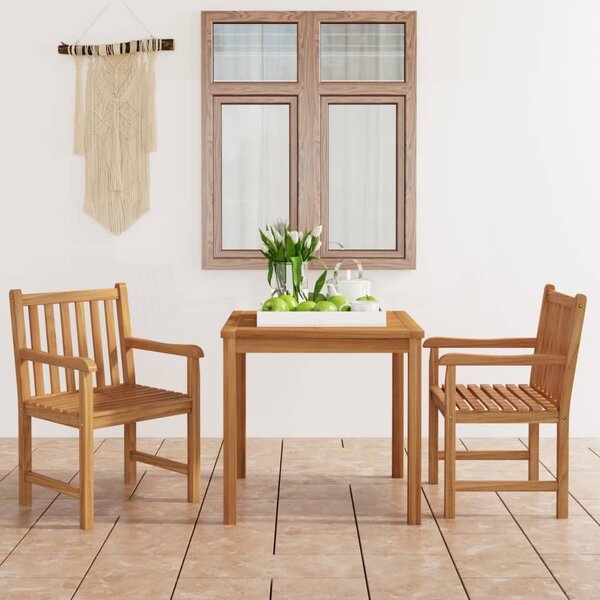 Maison Exclusive - 3-dielna záhradná jedálenská súprava 80x80 cm masívne teakové drevo
