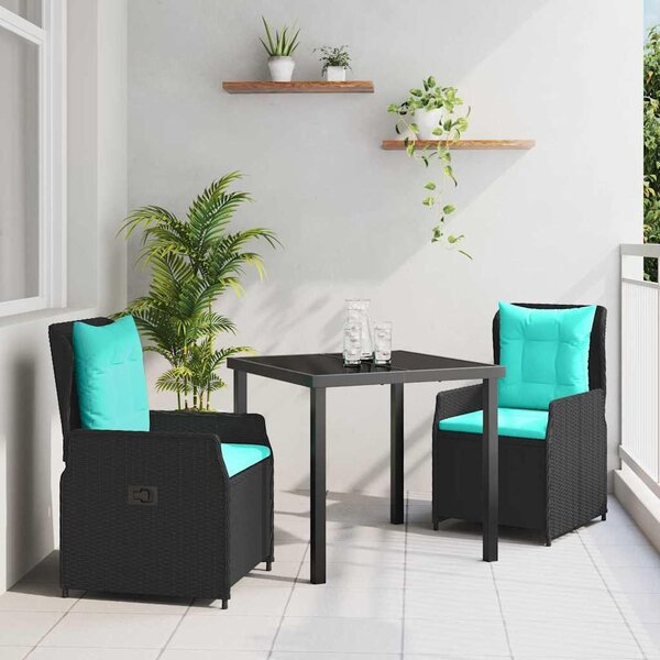Maison Exclusive – Záhradná jedálenská súprava, 3 kusy, čierna, umelý ratan