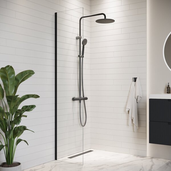 Badplaats Sprchová Zástena Florida 40 x 200 cm - ierna - Walk-In Sprchový Kút 8 mm Bezpenostné Sklo