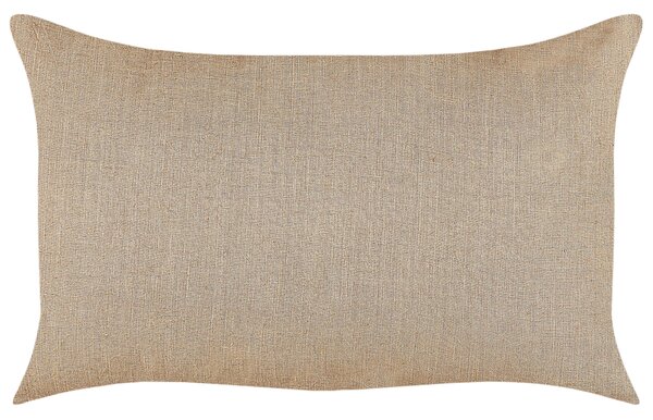 Sada 2 dekoratívnych vankúšov béžová bavlna ľan 30 x 50 cm ozdobné drevené gombíky klasické retro bytové doplnky