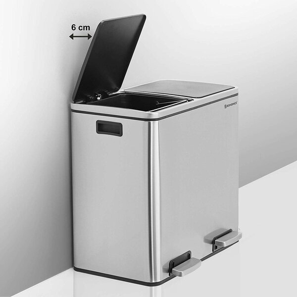 SONGMICS Odpadkový kôš 2 x 24 L strieborný