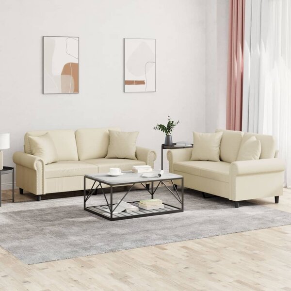 Maison Exclusive – 2-dielna sedacia súprava s vankúšmi, krémová umelá koža