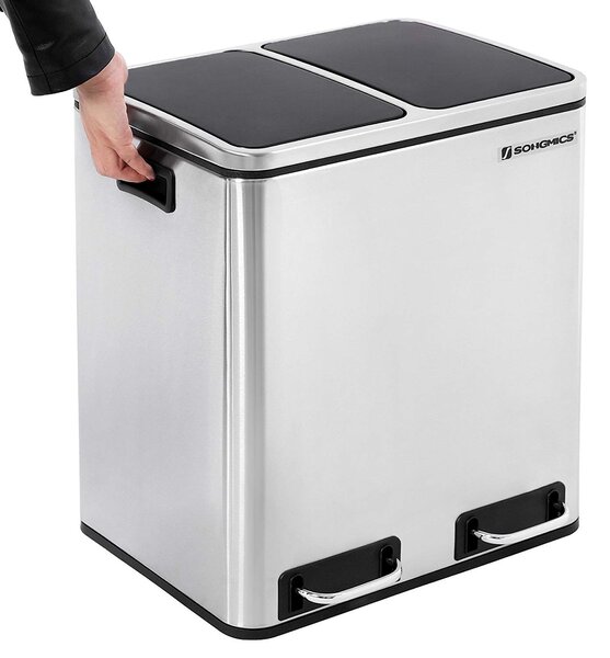SONGMICS Odpadkový kôš Rubax 2 x 15 L strieborno-čierny