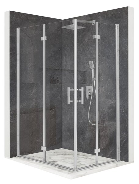 Sprchový kút 110x80cm otoné dvere strieborné 6mm ESG sklo + povrchová úprava