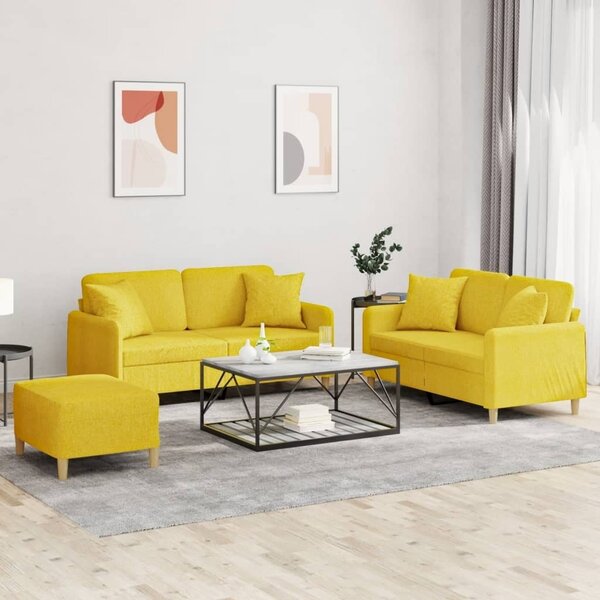 Maison Exclusive – 3-dielna sedacia súprava s vankúšmi, svetložltá látka