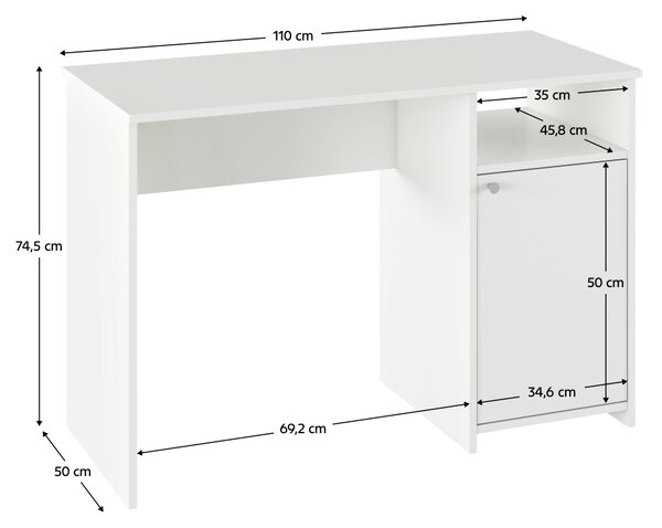 KONDELA PC stôl, biela, DEDE