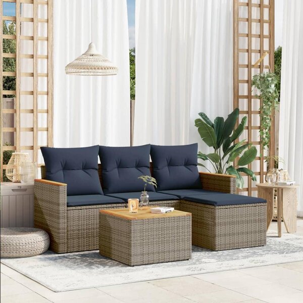 Maison Exclusive – 5-dielna záhradná súprava s vankúmi, sivá, polyratan