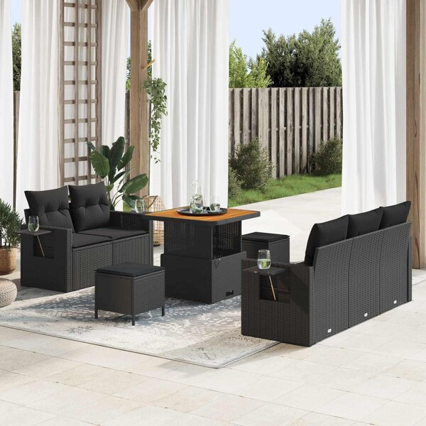 Maison Exclusive - Záhradný nábytok s vankúmi 8 ks ierny Poly-rattan
