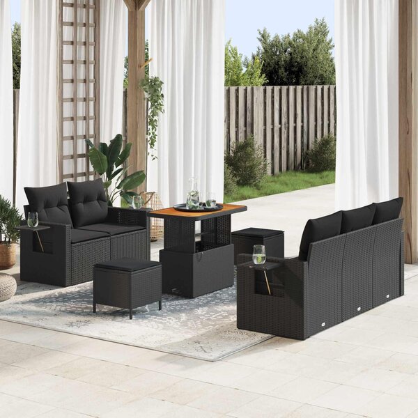 Maison Exclusive - Záhradný nábytok s vankúmi 8 ks ierny Poly-rattan
