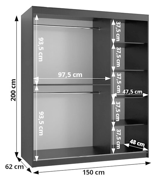 Šatníková skriňa Rubino T 150x200x62 - kašmír