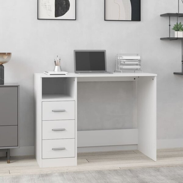 Maison Exclusive - písací stôl so zásuvkami Biely 102x50x76 cm Drevený materiál