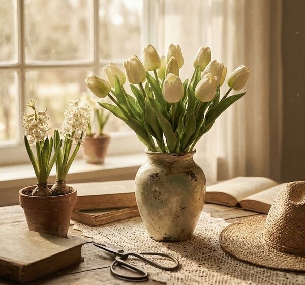Kytica 7ks ružových realistických tulipánov Tulips - 43cm - daan kromhout