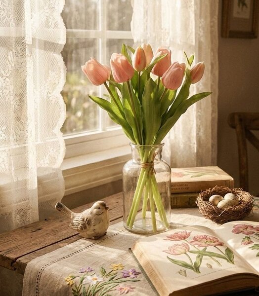 Kytica 7ks ružových realistických tulipánov Tulips - 43cm - daan kromhout