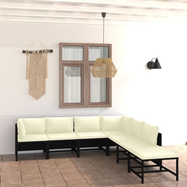 Maison Exclusive – 7-dielna záhradná súprava s vankúmi z polyrotangu, ierna