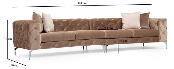 Hanah Home Štvormiestna pohovka Como 344 cm tmavo krémová