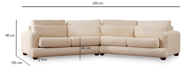 Hanah Home Štvormiestna pohovka River 330 cm ľavá béžová