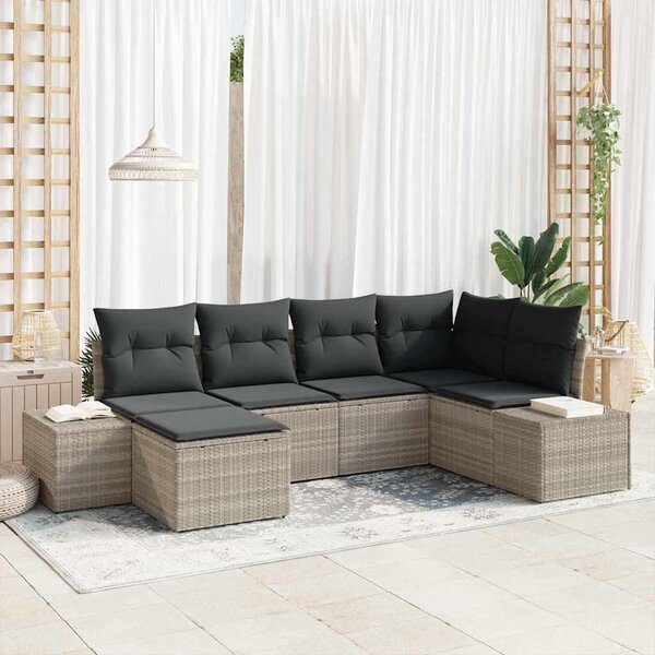 Maison Exclusive - Záhradný nábytok s vankúmi 6 ks Svetloedý Poly-rattan