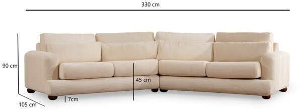 Hanah Home Štvormiestna pohovka River 330 cm pravá béžová