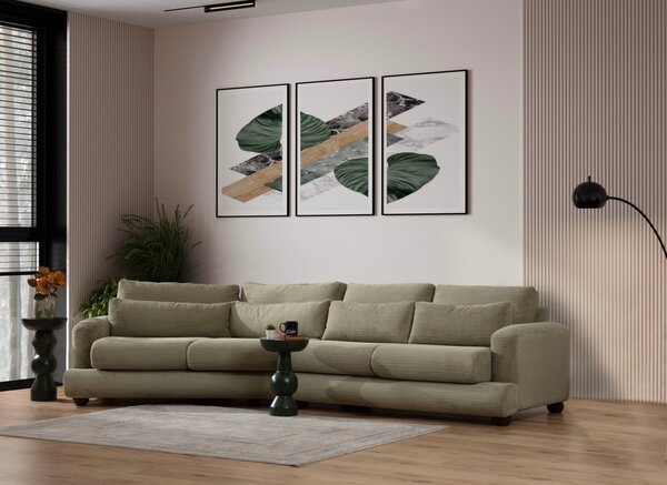 Hanah Home Štvormiestna pohovka River 330 cm ľavá zelená