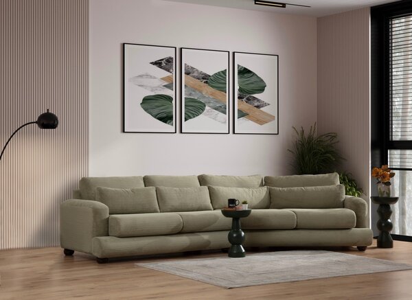 Hanah Home Štvormiestna pohovka River 330 cm pravá zelená