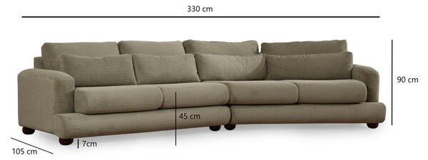 Hanah Home Štvormiestna pohovka River 330 cm pravá zelená